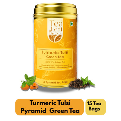 Turmeric Tulsi Green Tea Natural 15 Pyramid Green Tea Bags Pack of 1